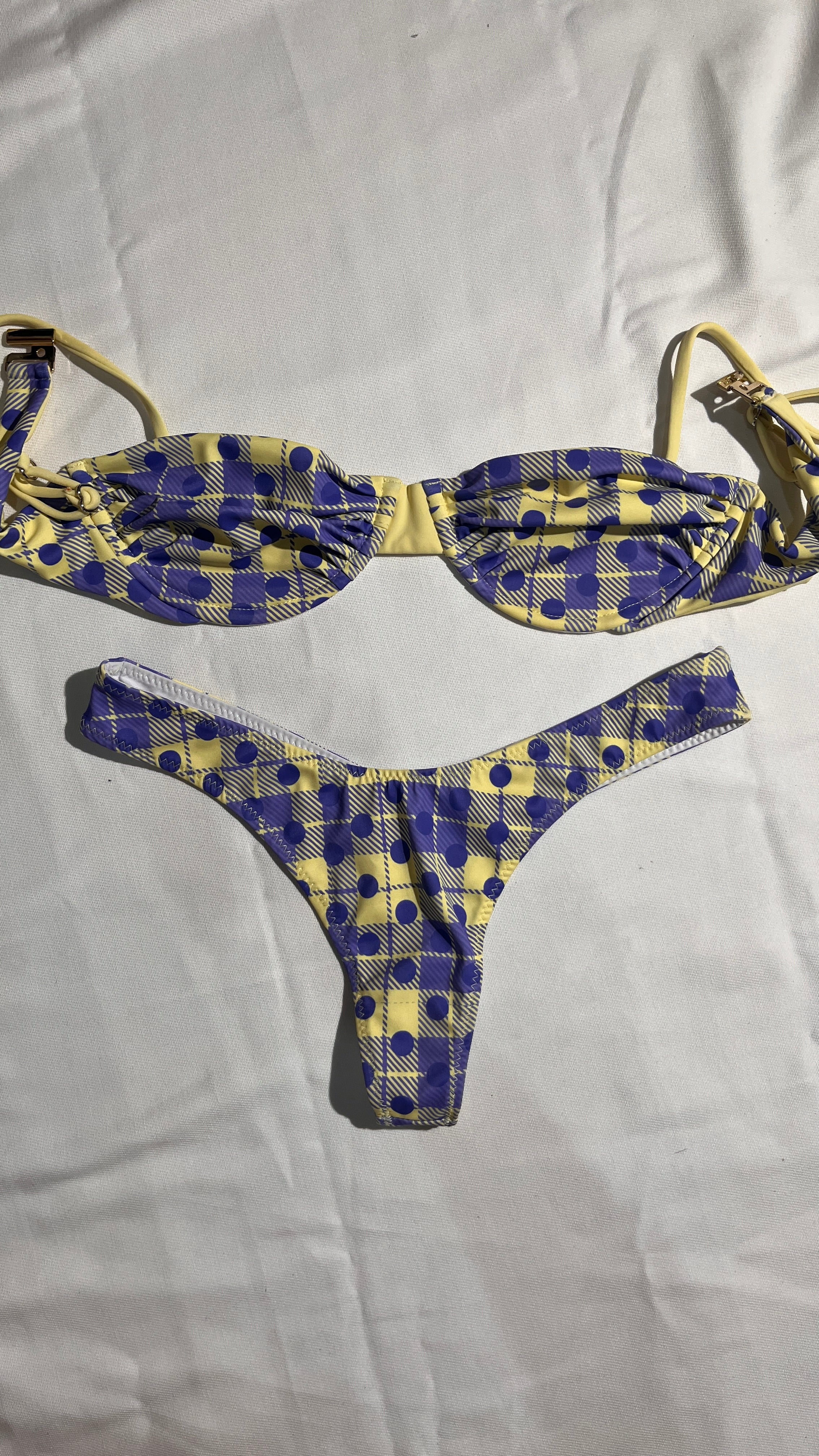 ARCHIVE - Lilac Polka Plaid wire top Set